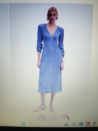 Vestido largo Mango azul lunares talla L