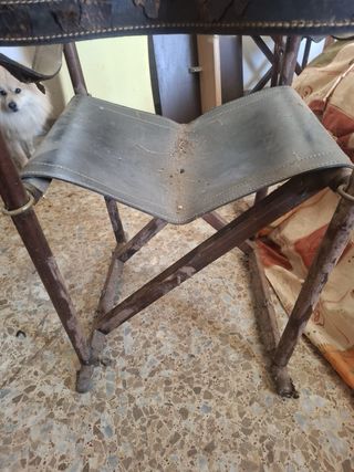 2 unidadSilla Safari MK-16 Plegable Cuero y Madera