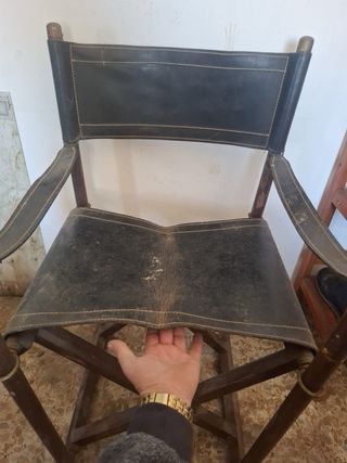 2 unidadSilla Safari MK-16 Plegable Cuero y Madera