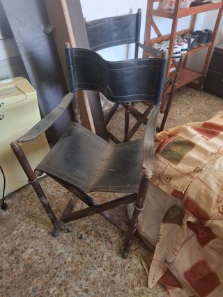 2 unidadSilla Safari MK-16 Plegable Cuero y Madera