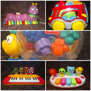 Lote 5 Juguetes Bebé: Coche, Gusano, Teclado