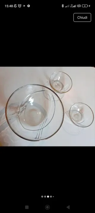 Grande ciotola e due piccole ciotole vetro vintage