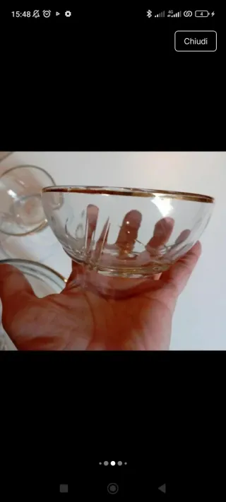 Grande ciotola e due piccole ciotole vetro vintage