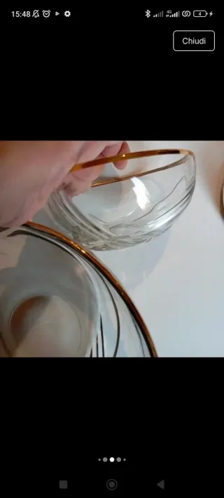 Grande ciotola e due piccole ciotole vetro vintage