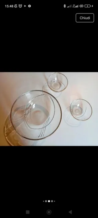 Grande ciotola e due piccole ciotole vetro vintage