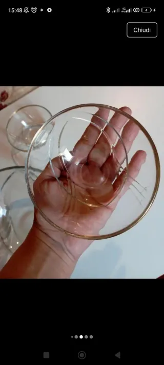 Grande ciotola e due piccole ciotole vetro vintage