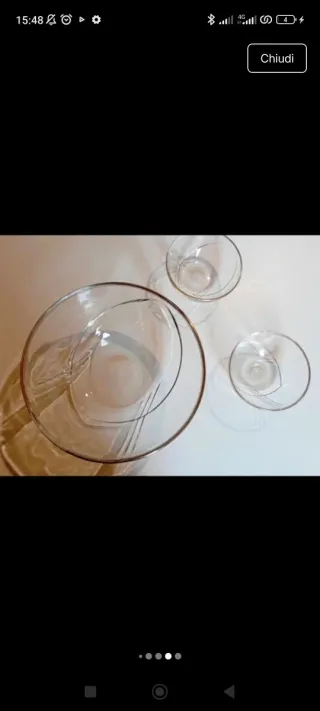 Grande ciotola e due piccole ciotole vetro vintage