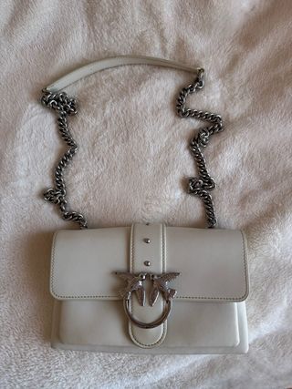 Bolso Pinko blanco cadena plateada