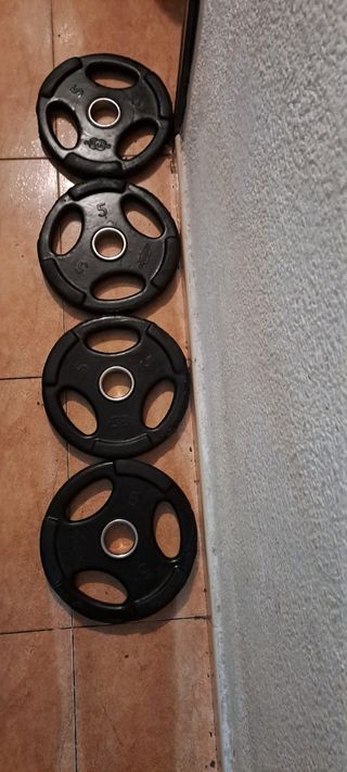 PESAS 4 DISCOS OLIMPICOS DE 5KG Y MAS