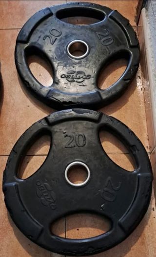 PESAS 4 DISCOS OLIMPICOS DE 5KG Y MAS