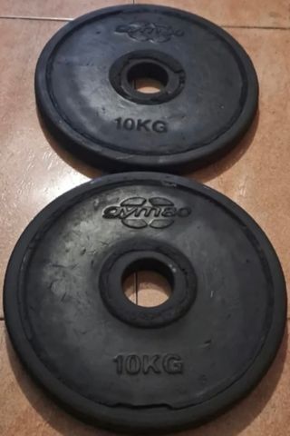 PESAS 4 DISCOS OLIMPICOS DE 5KG Y MAS