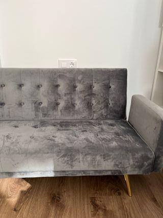 Sofá Cama Terciopelo Gris Sklum