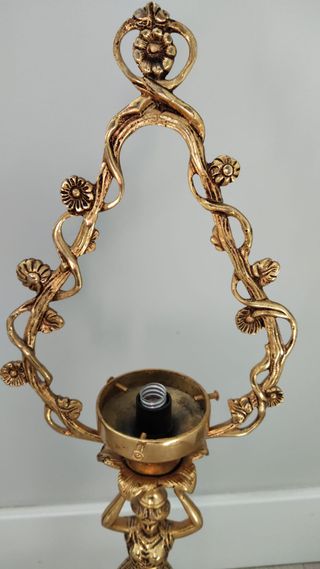 Candelabro-lámpara de Bronce Vintage