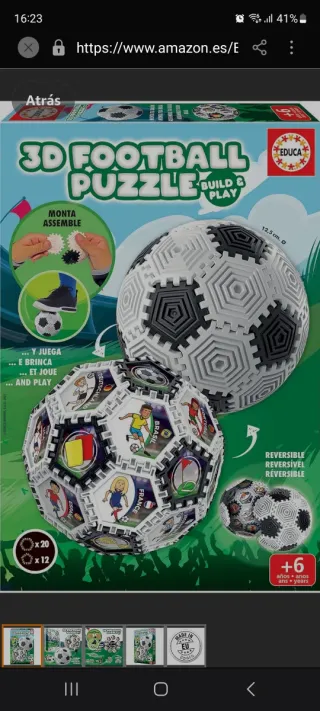 Puzzle 3D Balón Fútbol Educa +6 Años