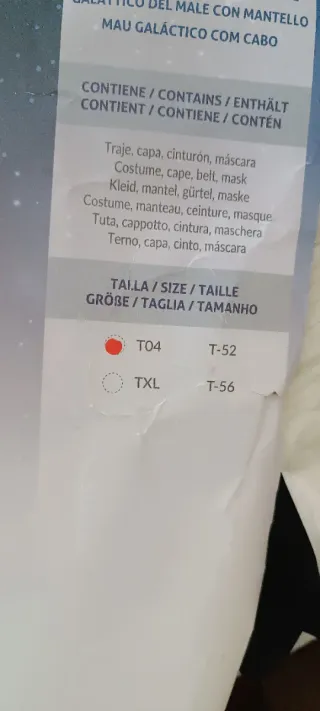 Disfraz Darth Vader Star Wars Talla XL