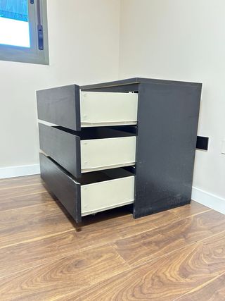 Cómoda 3 cajones madera negra