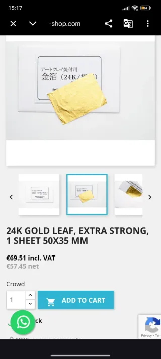 Pan de Oro 24K Extra Grueso Keum-Boo Metal clay