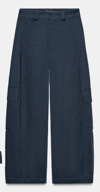 Pantalones anchos azul marino zara