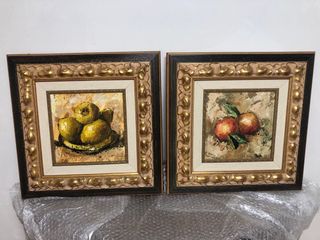 Coppia di dipinti a olio di frutta