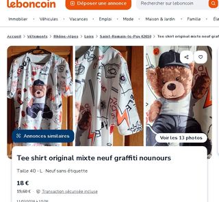 CAMISETA UNISEX OSO PELUCHE GRAFITI SHEIN TALLA M