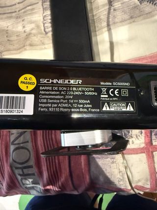 Barra de Sonido Schneider SC500SND Bluetooth 2.0