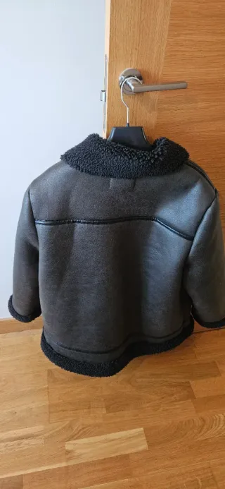 Cazadora piel borreguillo marrón/verde