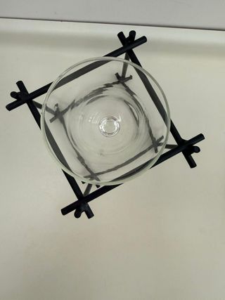 Portacandele design metallo nero e vetro