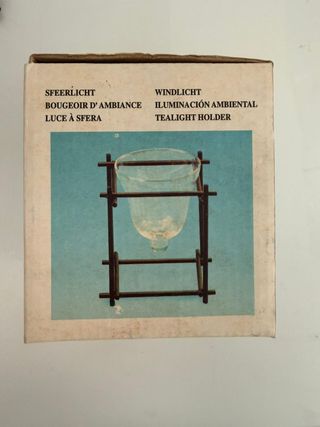 Portacandele design metallo nero e vetro