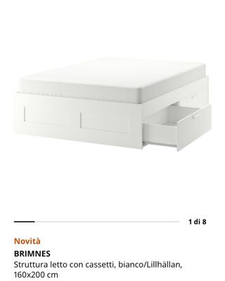 Letto BRIMNES con cassetti bianco 160x200
