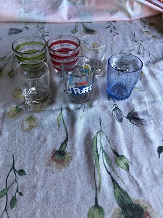 Set 7 Bicchieri Vetro Colorati e Trasparenti