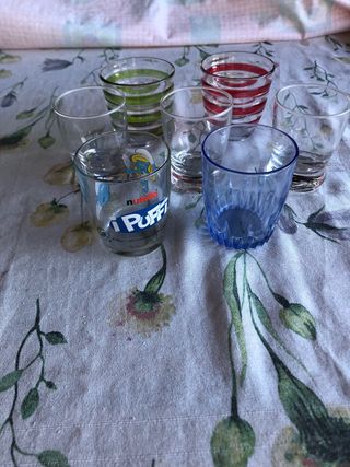 Set 7 Bicchieri Vetro Colorati e Trasparenti