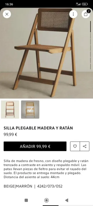 Silla plegable Zara Home rejilla madera