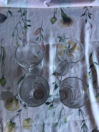 Set 4 Bicchieri Vetro Decorati