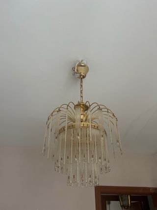 Lámpara araña dorada cristal