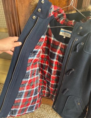 Giubbotto donna blu con pelo e alamari