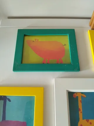 Cuadros animales (rosa, amarillo)