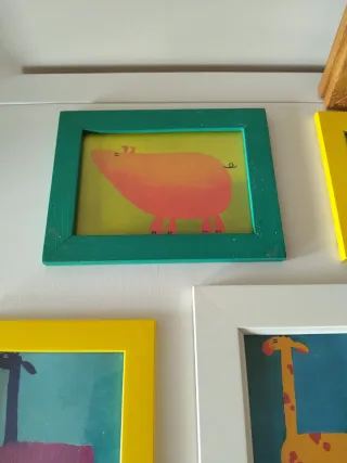 Cuadros animales (rosa, amarillo)