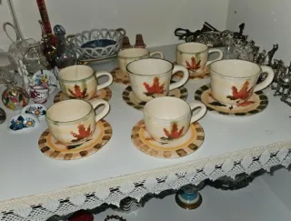 Set 7 Tazze e Piattini Foglie Autunnali