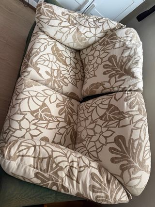 Sofá de 2 plazas tela beige y verde