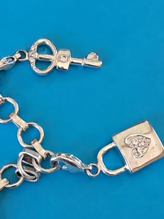 Pulsera Plata Ley con Charms y Circonitas