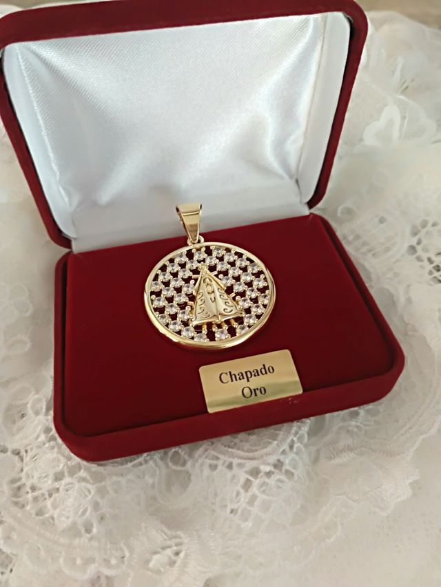 Medalla Virgen Desamparados Oro Circonitas