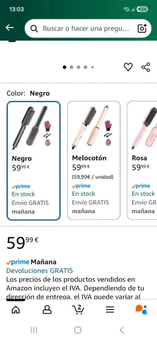 TYMO RING Cepillo Alisador Negro/Morado