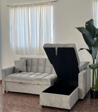 Sofá Cama Gris Terciopelo Reversible- Envio GRATIS