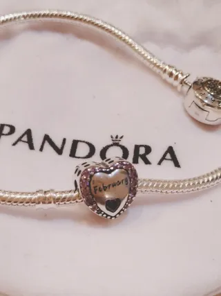 Charm Pandora Corazón Febrero Circonitas Moradas