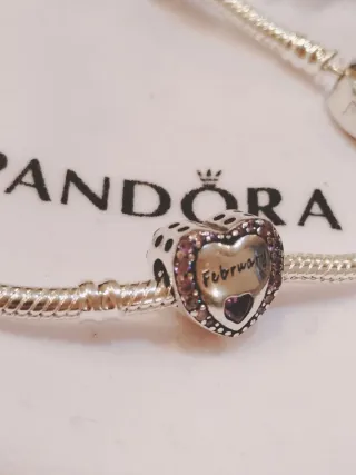 Charm Pandora Corazón Febrero Circonitas Moradas
