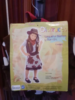 Disfraz Vaquera Blanco y Marrón Infantil