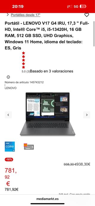 Lenovo V17 G4 Portátil