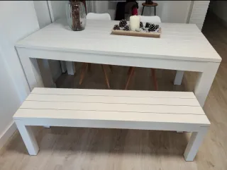 Mesa comedor madera 160x90 y banco