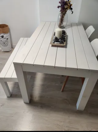 Mesa comedor madera 160x90 y banco