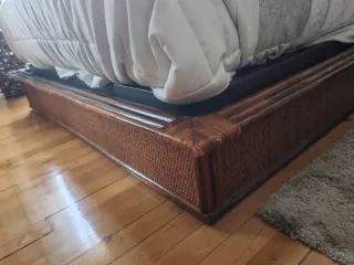 Conjunto dormitorio ratán y madera